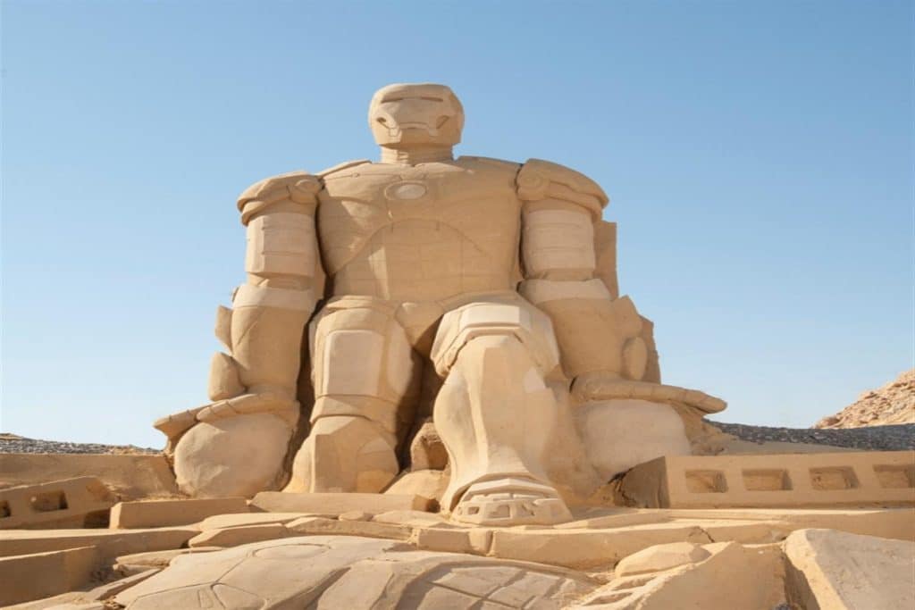 Iron Man sand sculpture at Sand Museum in Hurghada