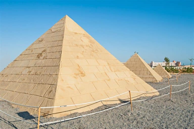 Sand sculpture of the pyramids at Sand Museum Hurghada