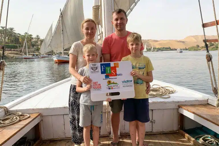 Family enjoying a Nile cruise as part of egypt tour packages