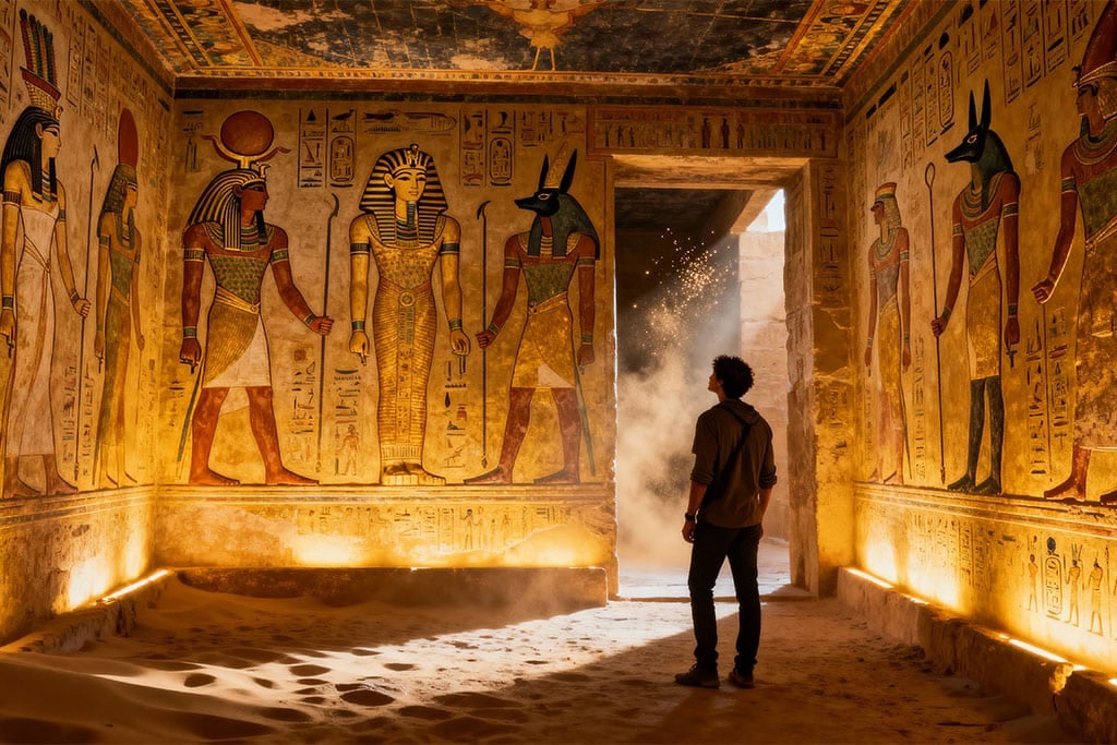 Ancient tomb with hieroglyphics on walls Egypt tour package, 7 day Egypt trip