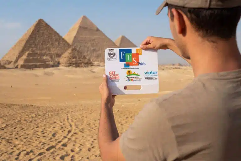 Tourist at Giza Pyramids nile cruise egypt