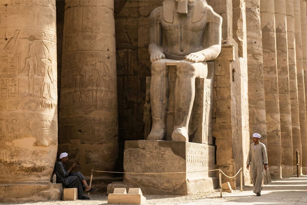 Statues at Luxor Temple nile cruise egypt, Giza Pyramids tour