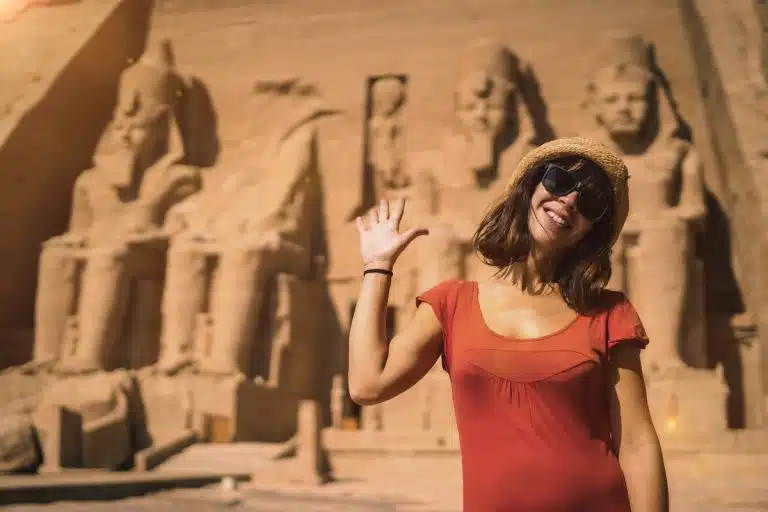 Traveler at abu simbel sound light show
