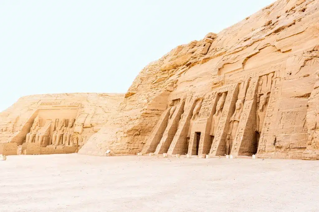 Facade of the Abu Simbel Temple with ancient carvings and statues, abu simbel tickets, abu simbel ticket