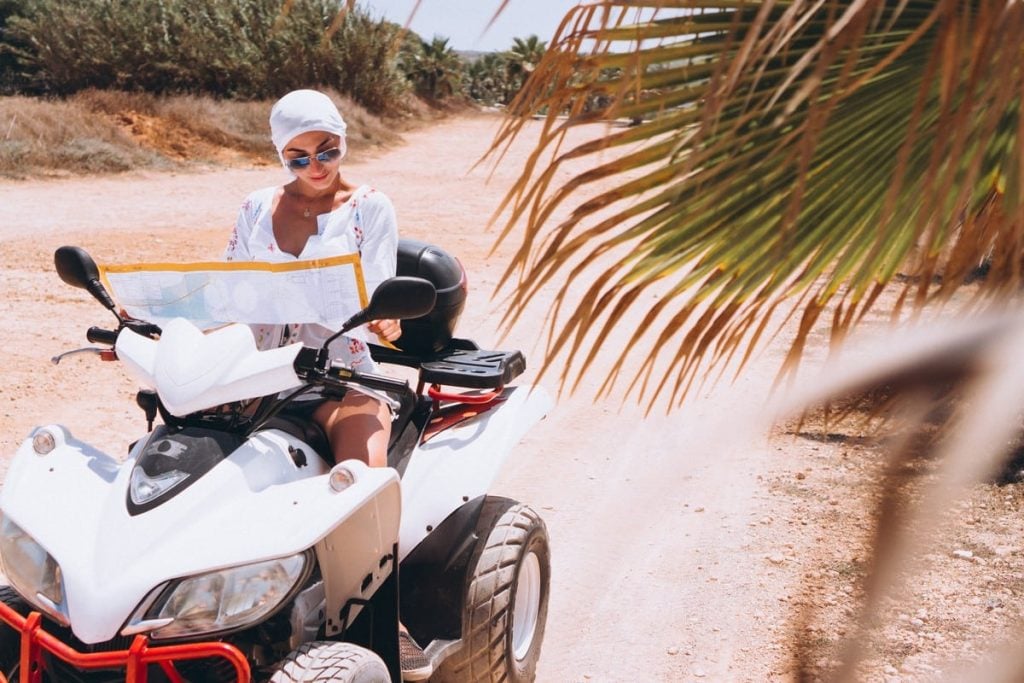 Traveler on ATV hurghada desert safari, bedouin village hurghada