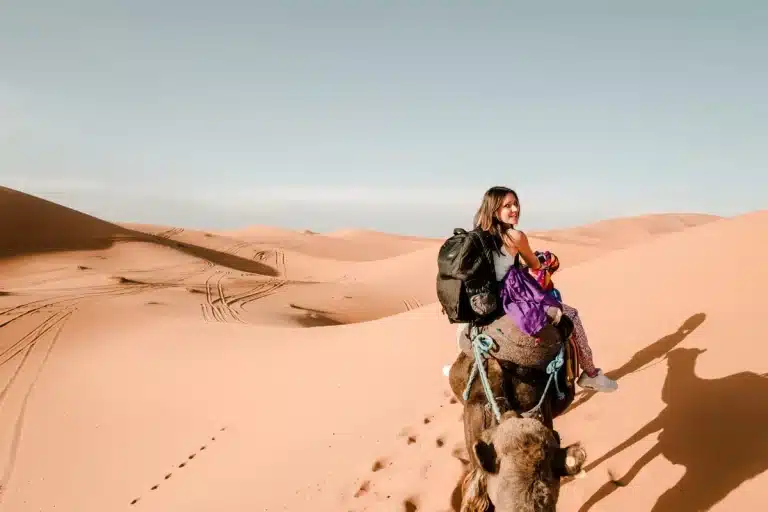 Woman enjoying camel ride hurghada