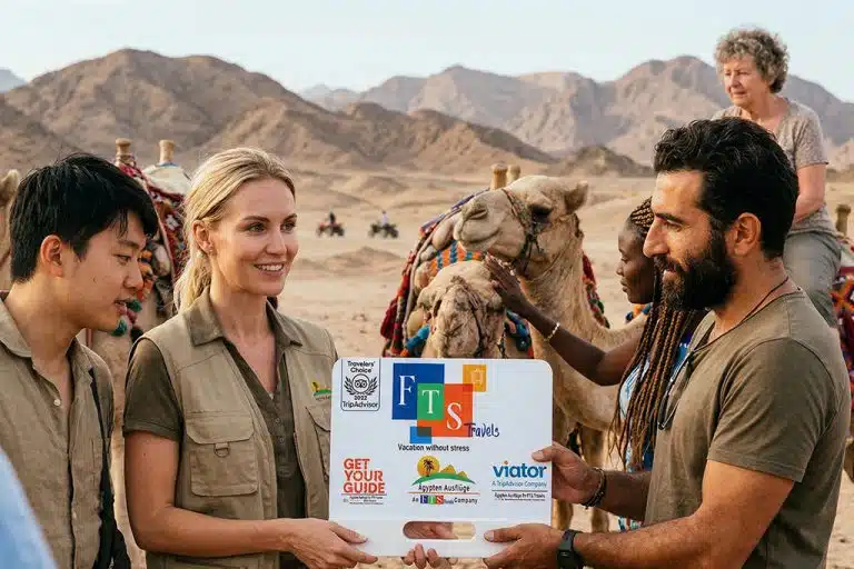 Group enjoying a camel ride egypt camel tours