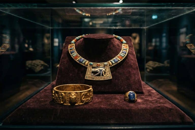 Ancient jewelry display at the egyptian museum, the museum of cairo