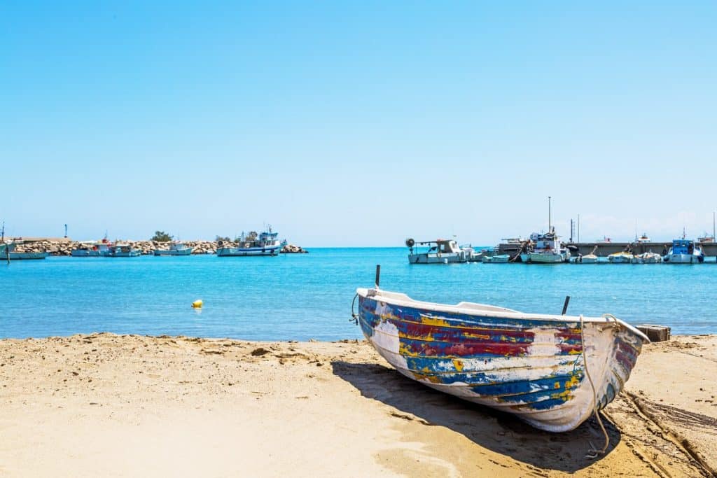 Colorful fishing boat on the beach el gouna trips, el gouna hurghada
