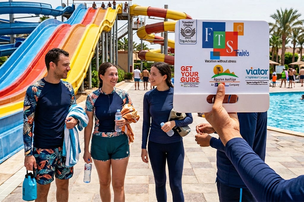 Group of friends at aqua park in sharm, aqua parks in sharm el sheikh egypt