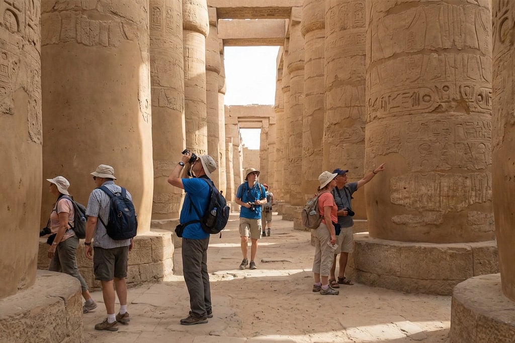 Visitors exploring Luxor Temple luxor tours, egypt luxor