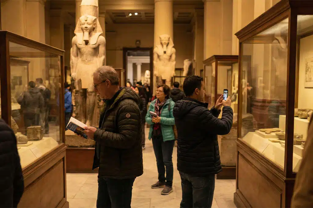 Visitors at the Grand Egyptian Museum tour hurghada cairo, egyptian grand museum