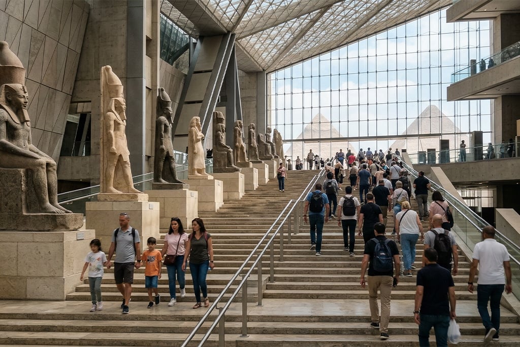 Visitors at Grand Egyptian Museum tour, cairo museum tour