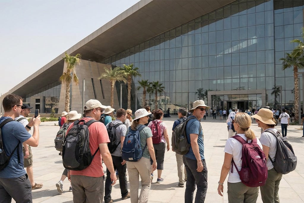 Visitors arriving at the with GEM tickets, giza museum
