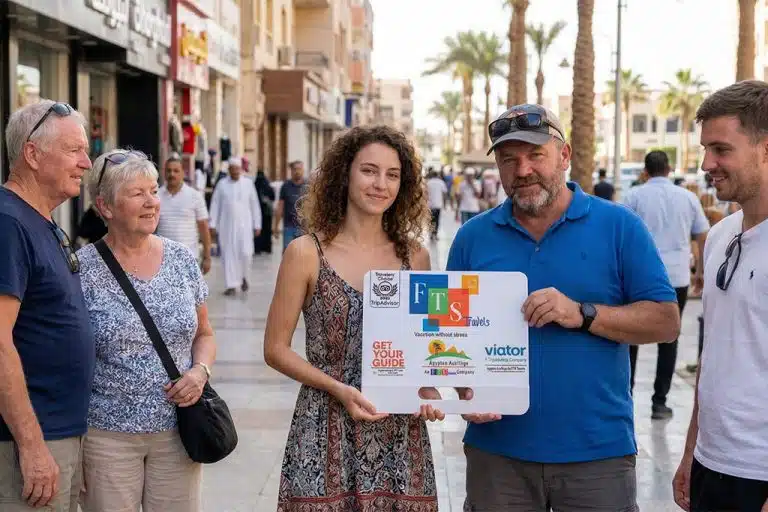 Group of travelers on a in Hurghada city tour
