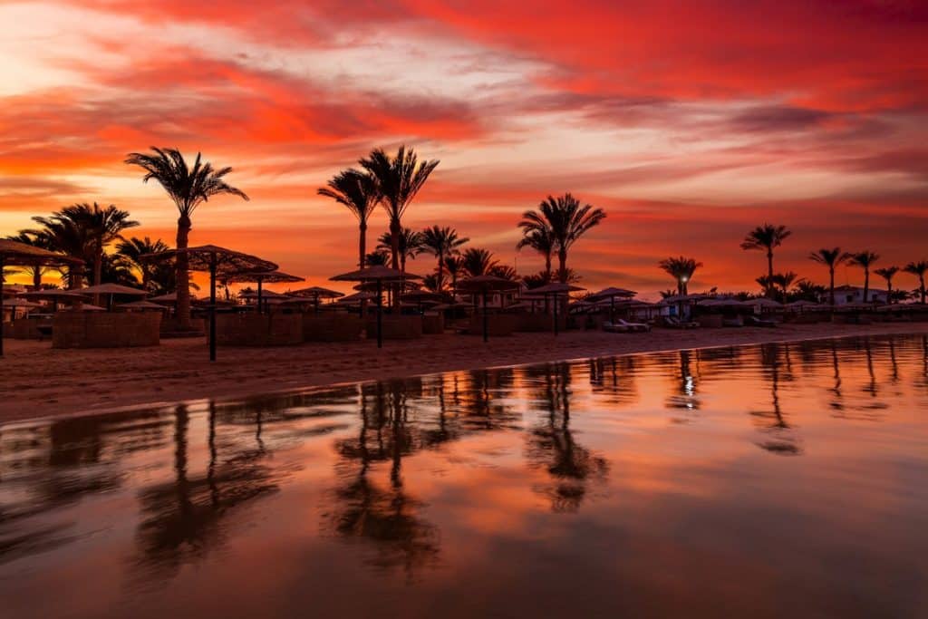 Stunning sunset reflections at Hurghada beach city tour booking, guided city tour