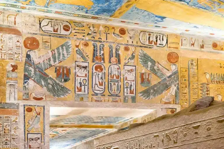 Ancient wall art in tomb cairo to luxor, luxor valley