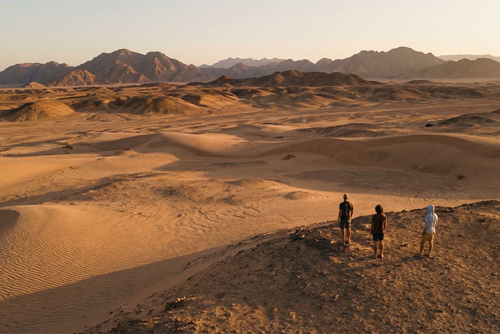 Desert landscape in Marsa Alam during sunset safari marsa alam, camel ride marsa