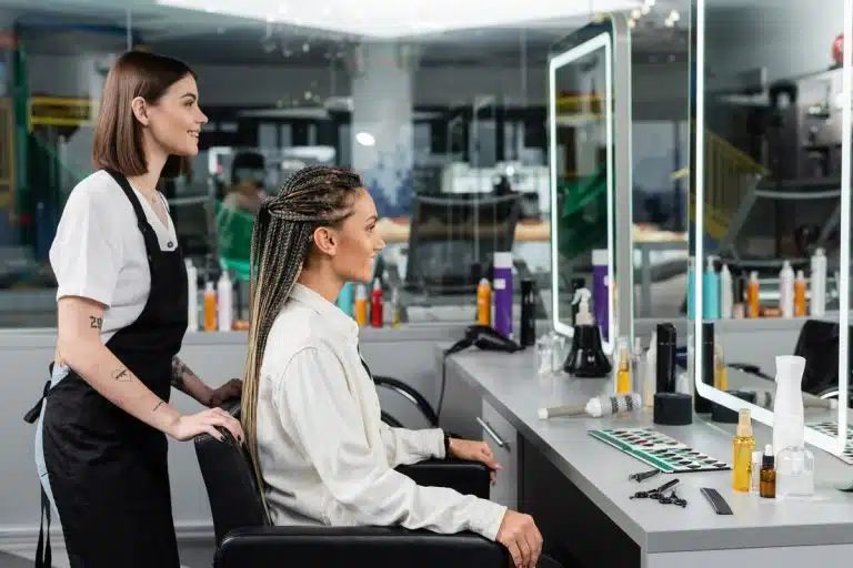Woman receiving hair styling hurghada massage, private massage hurghada