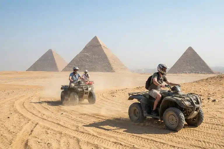 at Giza Pyramids with camel riding, atv tour