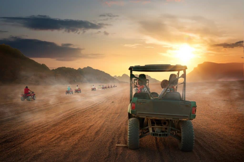 Quad riding in Hurghada desert during sunset, horse riding hurghada, bbq dinner safari