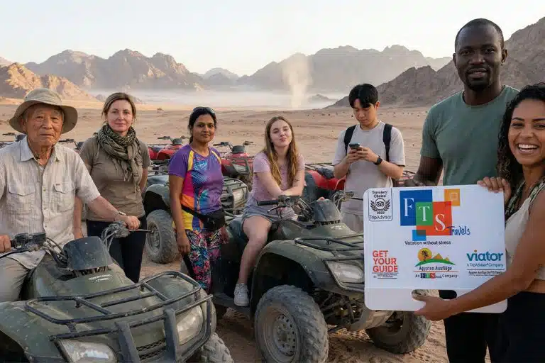 Group enjoying in Sharm El Sheikh desert atv tours