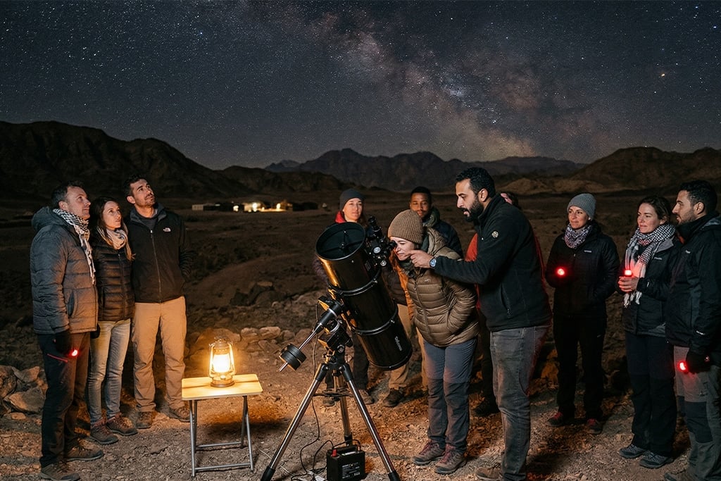 Group stargazing with luxury dinner set, luxury dinner cruise
