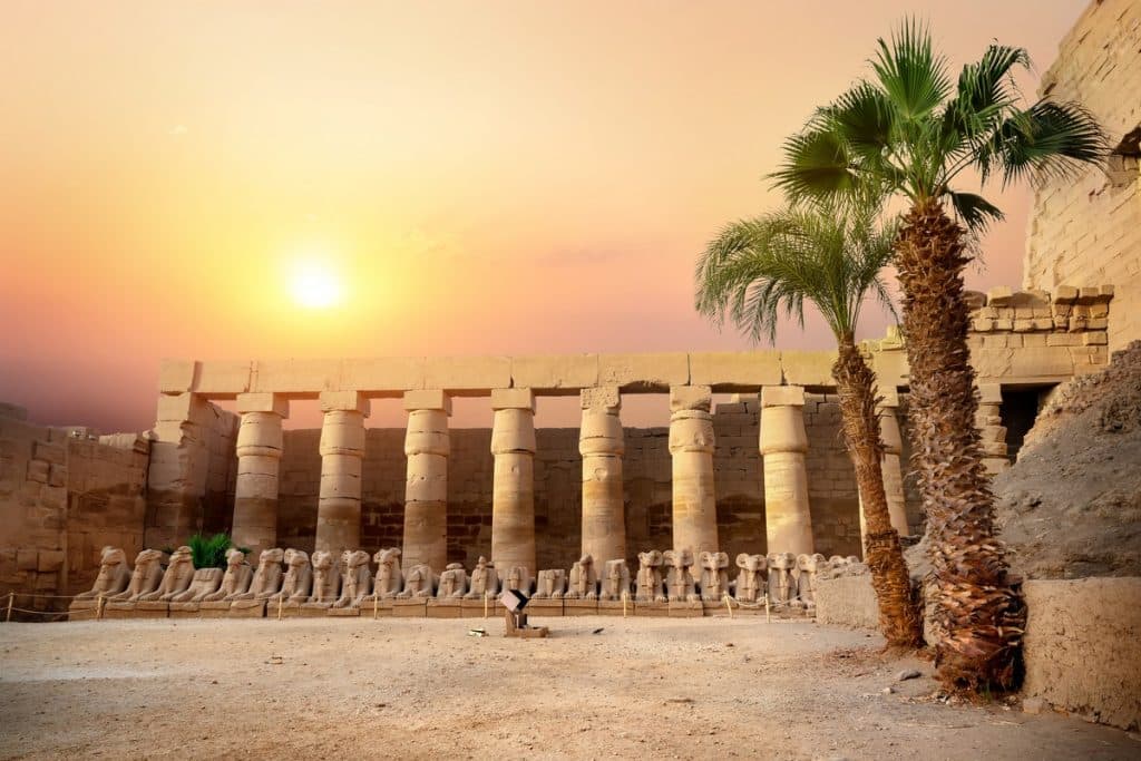 Sunset view of Karnak Temple showcasing Luxor temples, karnak and luxor temples