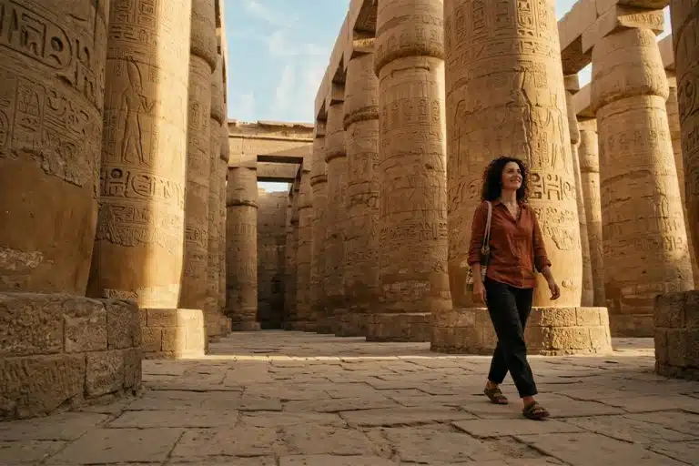 Luxor Temple illuminated christmas light tour, christmas lights trolley tour