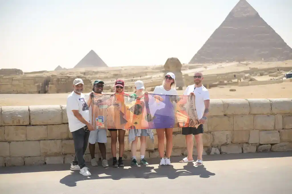 Group photo at the Pyramids of Giza christmas tour 2024, christmas tours 2025