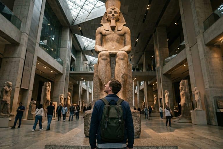 Visitor admiring ancient artifacts egypt family tours, egypt christmas tour 2024