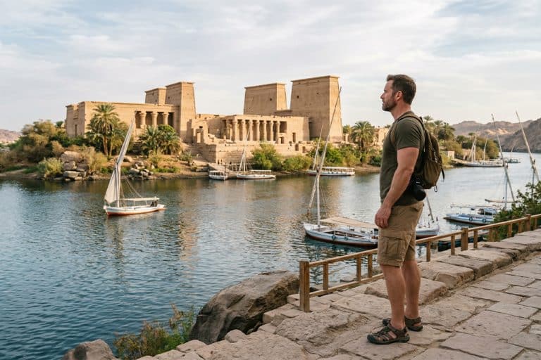 Traveler by the Nile near Luxor Temple luxor nile cruise, nile cruise tours