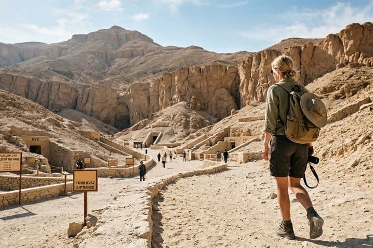 Visitor exploring the Valley of the Kings luxor nile cruise, nile river cruise deals