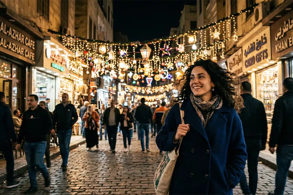 Festive night market in Cairo, part of cairo egypt tours, cairo city tour