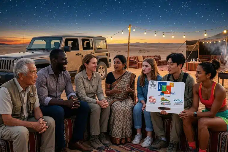 Group enjoying a stargazing desert tour