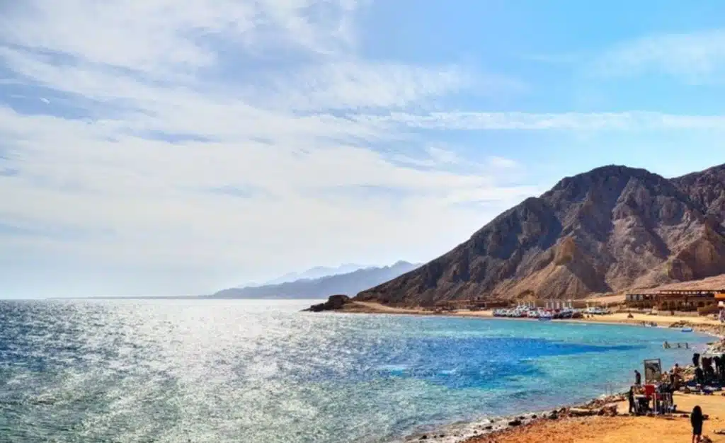 Scenic view of Dahab coastline with blue hole, excursion mont sinai sharm el sheikh